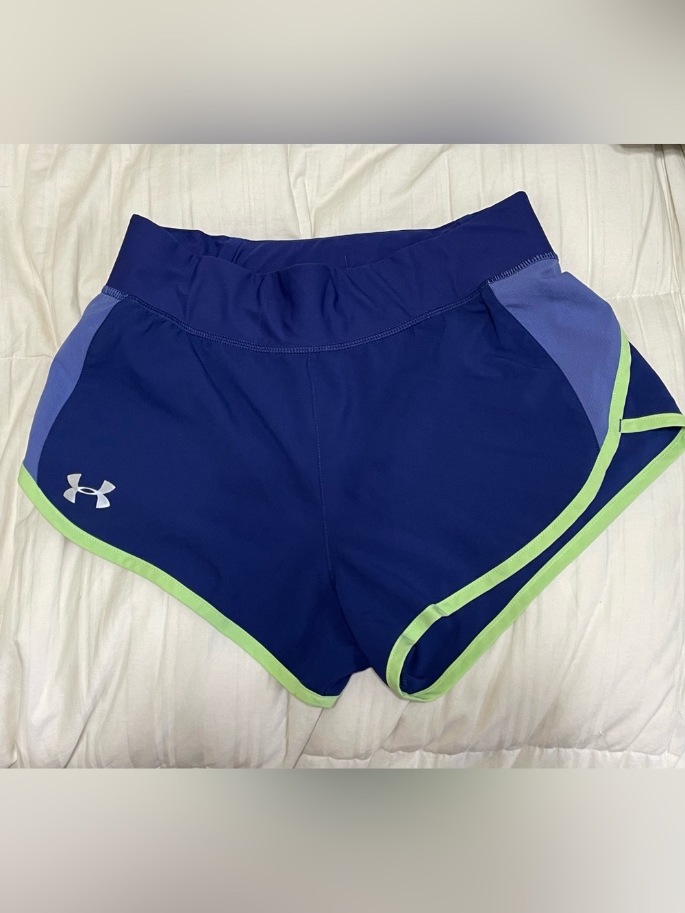 Under Armour Navy Athletic Shorts with Lime Trim